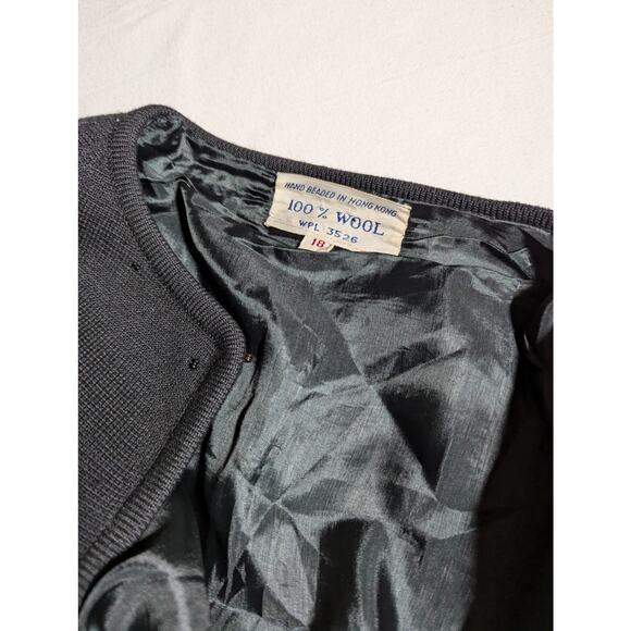 Vtge Beaded Wool jacket mid 80's to early 90'sBust 42" length 24"3/4 Sleeves 25" - Picture 1 of 10